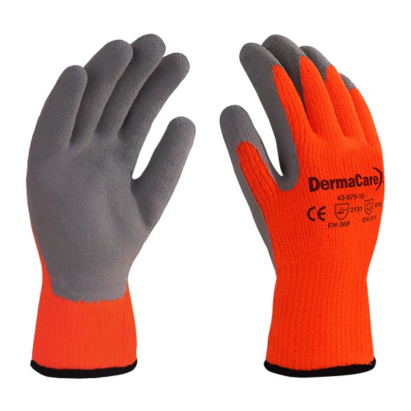 GUANTE DE ACRILICO NARANJA RECUBIERTO CON LATEX GRIS